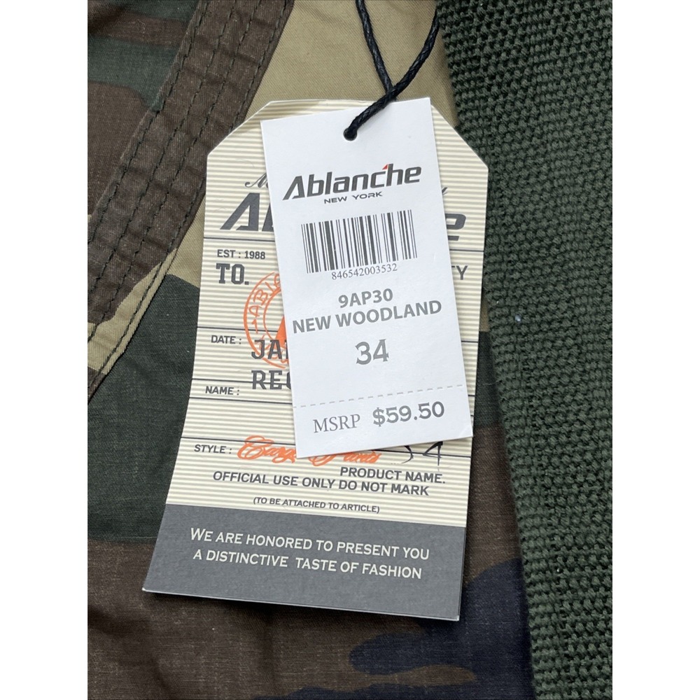 Ablanche Green Camo Cargo Shorts Belt & Pockets Mens Size 34 NWT - Picture 4 of 9